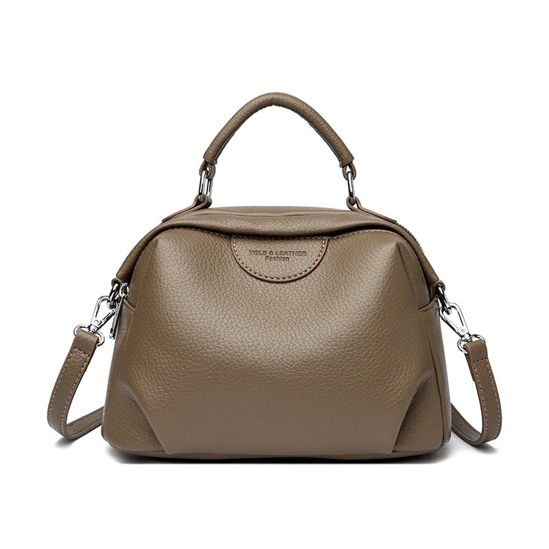 Women's Solid Color Crossbody Shoulder Bag - Rivet Detail PU Leather Commuter Purse