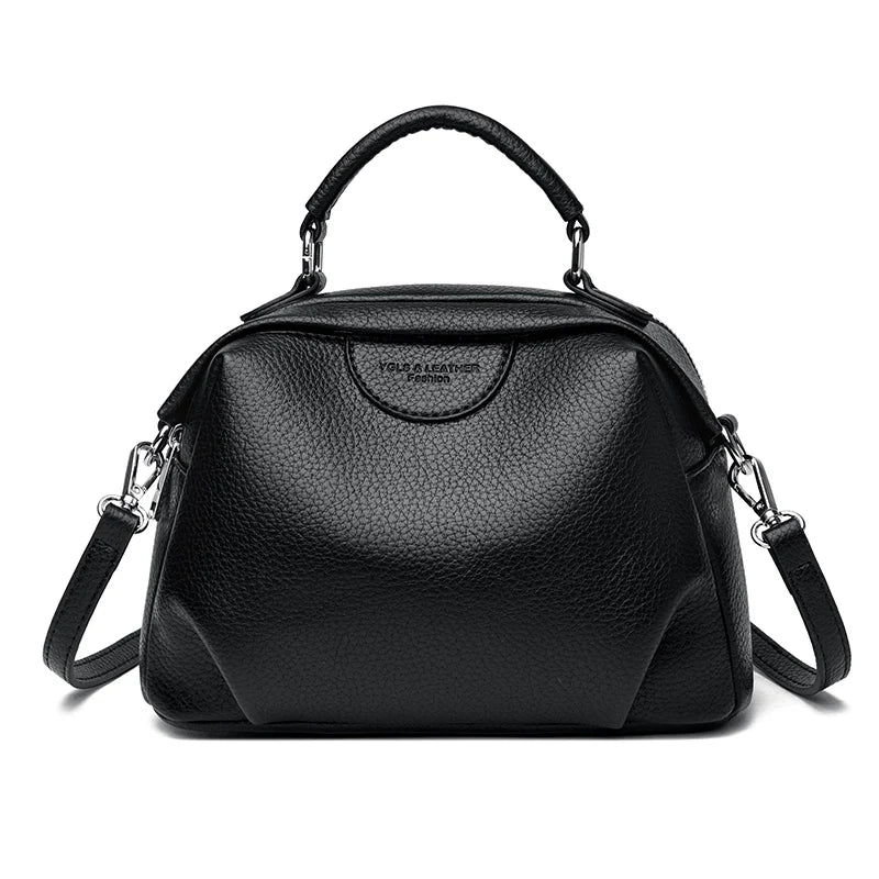 Women's Solid Color Crossbody Shoulder Bag - Rivet Detail PU Leather Commuter Purse