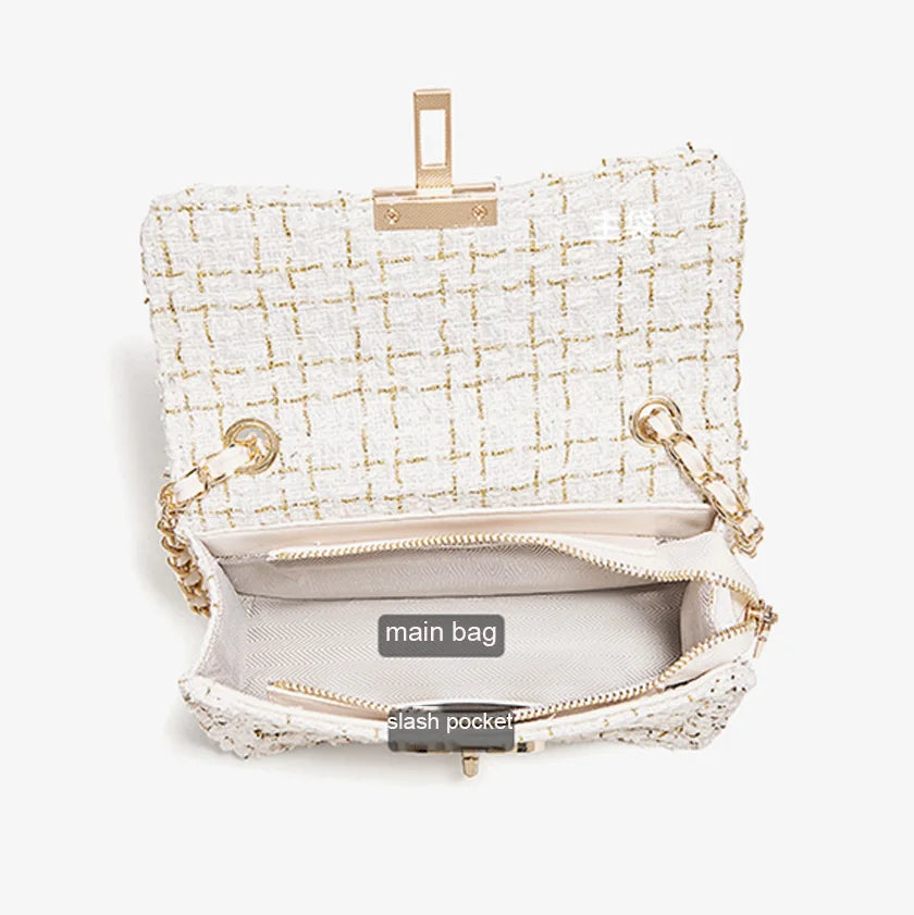 FOXER Women's Plaid Chain Crossbody Bag
