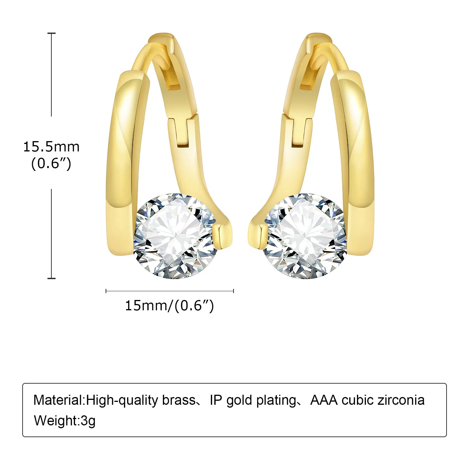 Gold Hoop Earrings with Cubic Zirconia