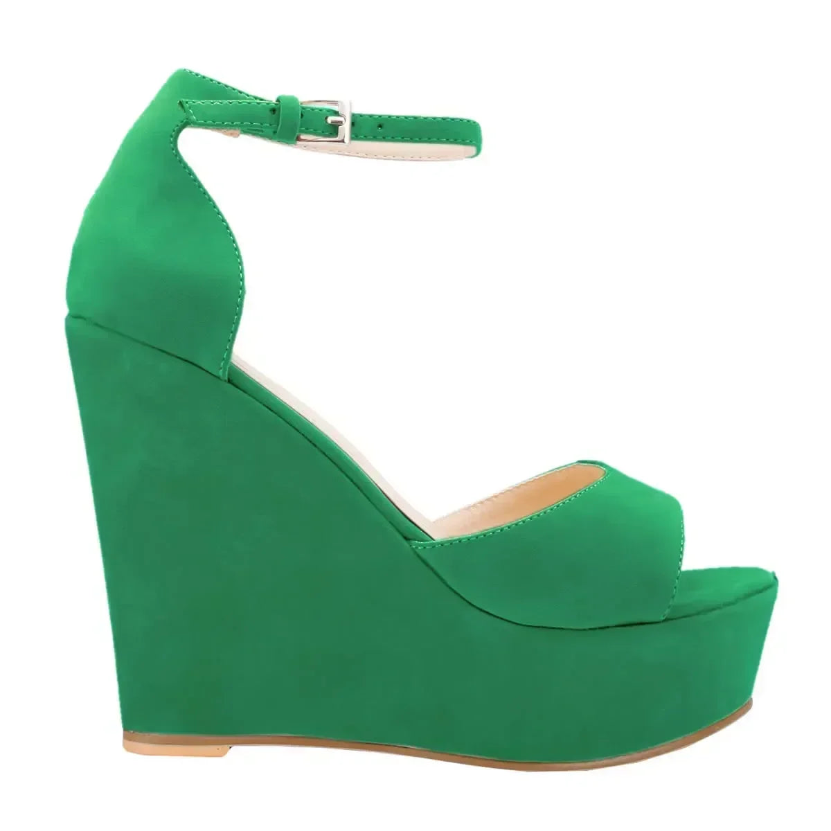 Platform Wedge Sandals - Peep Toe Ankle Strap High Heels for Women