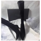Pointed Toe Knee-High Boots - Square Heel Side Zip Suede Boots for Women
