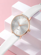 Women's Luxury Quartz Watch - Leather Band, Minimalist Dial