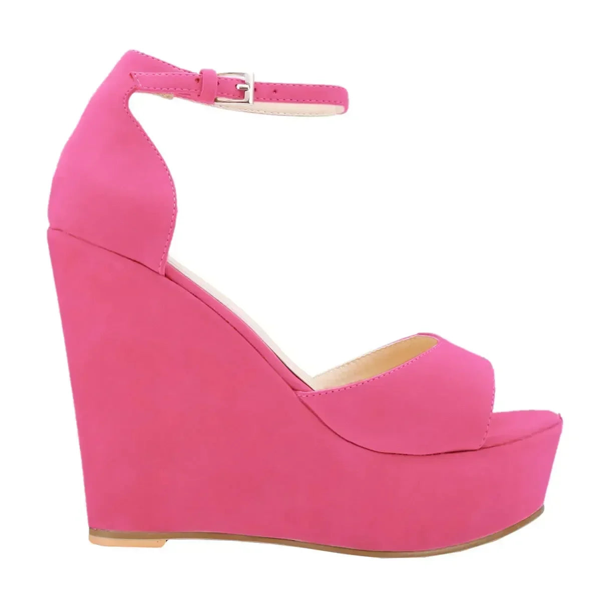Platform Wedge Sandals - Peep Toe Ankle Strap High Heels for Women