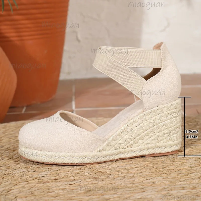 Cover Toe Women's Espadrille Wedge Sandals Ankle Strap Summer Slip-on Comfortable Platform Shoes for Ladies 2026 New Босоножки