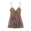 Leopard Print Slip Mini Dress - Backless Spaghetti Strap Party Dress for Women