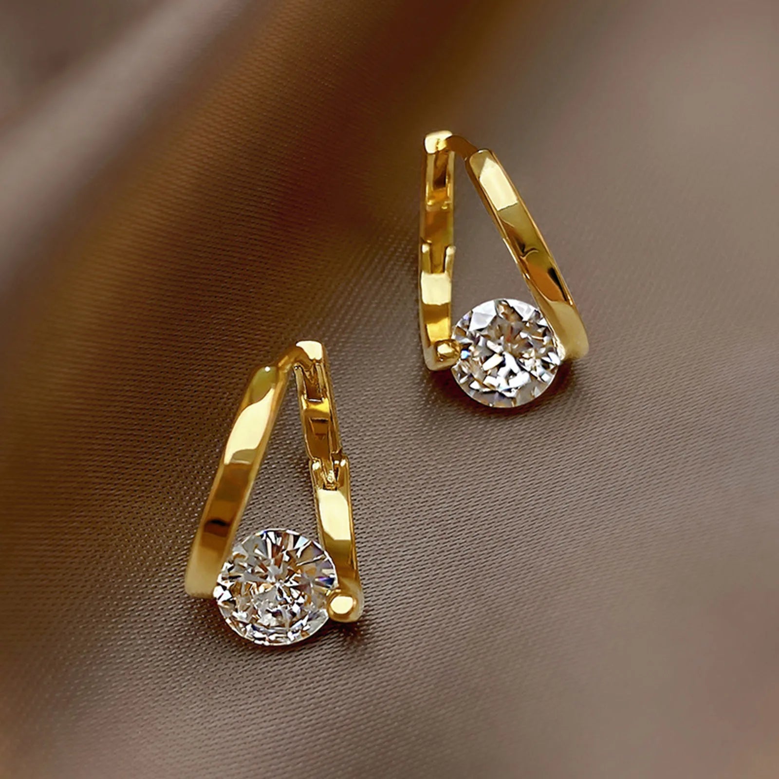 Gold Hoop Earrings with Cubic Zirconia
