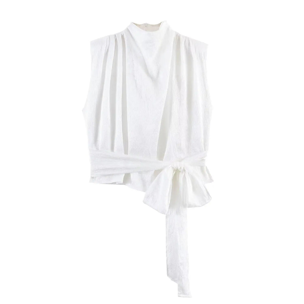 Satin Ribbon Sleeveless Top - Elegant Chic Tank Top for Women