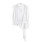 Satin Ribbon Sleeveless Top - Elegant Chic Tank Top for Women
