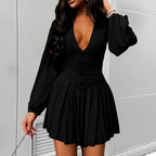 V-Neck Mini Dress Short Sleeve Casual Summer Dress