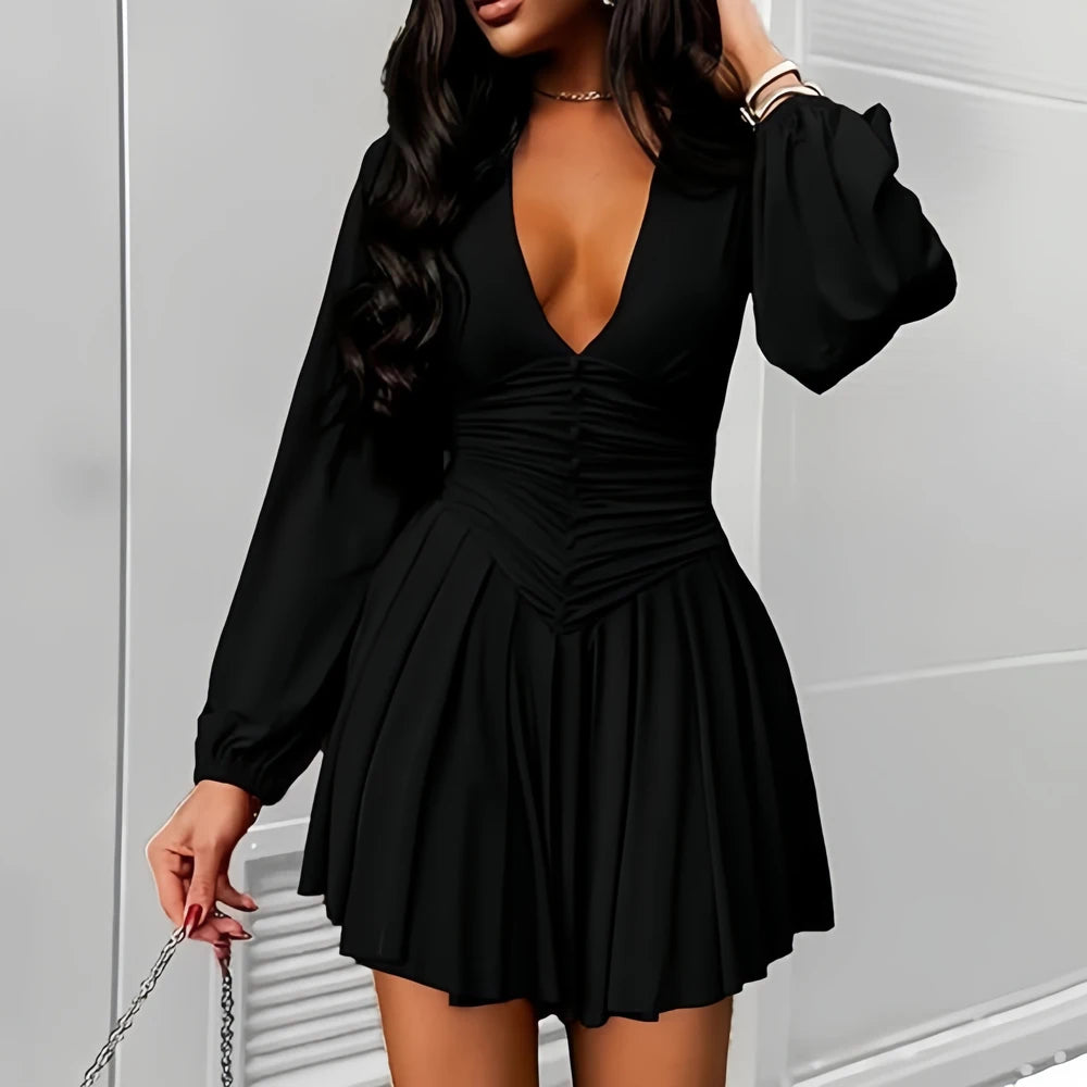 V-Neck Mini Dress Short Sleeve Casual Summer Dress