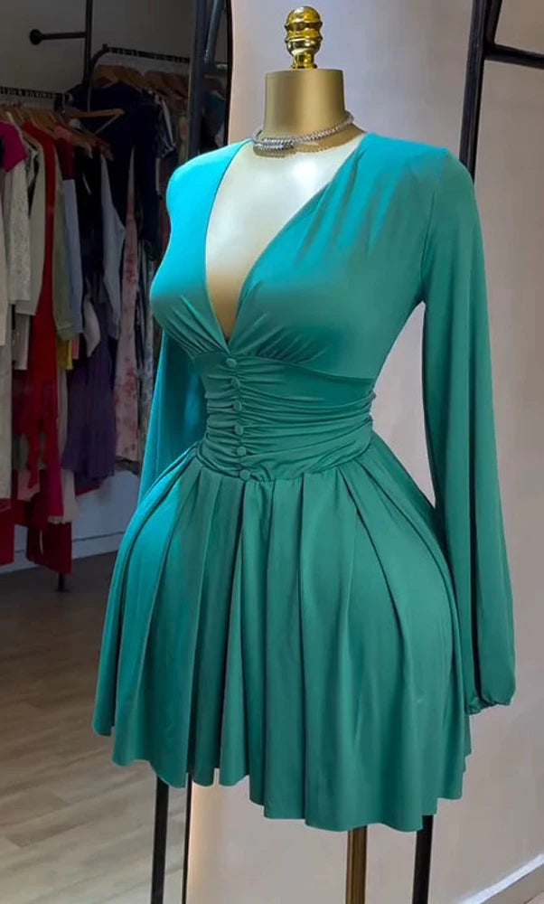 V-Neck Mini Dress Short Sleeve Casual Summer Dress