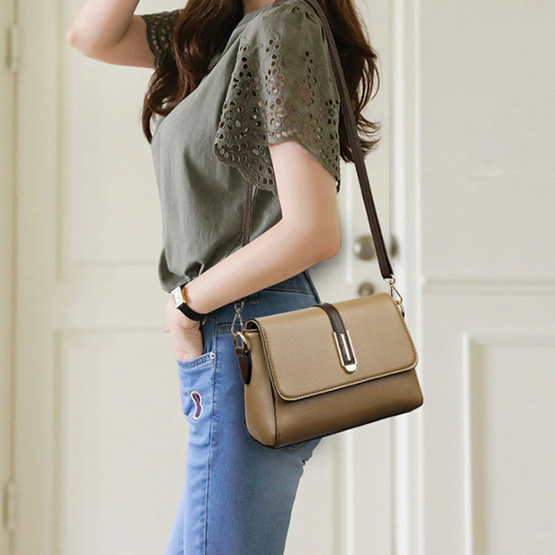 Women's Square Crossbody Shoulder Bag - Adjustable Strap Flip Closure Purse