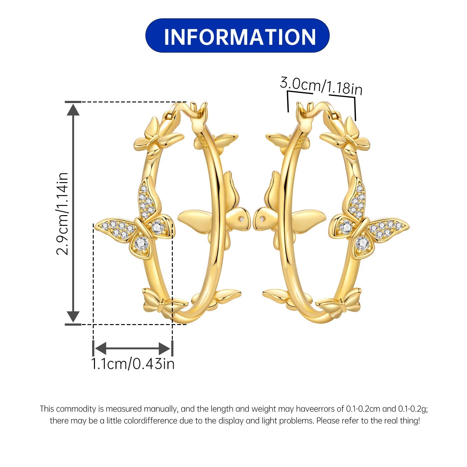 Sterling Silver 18K Gold Hoop Earrings