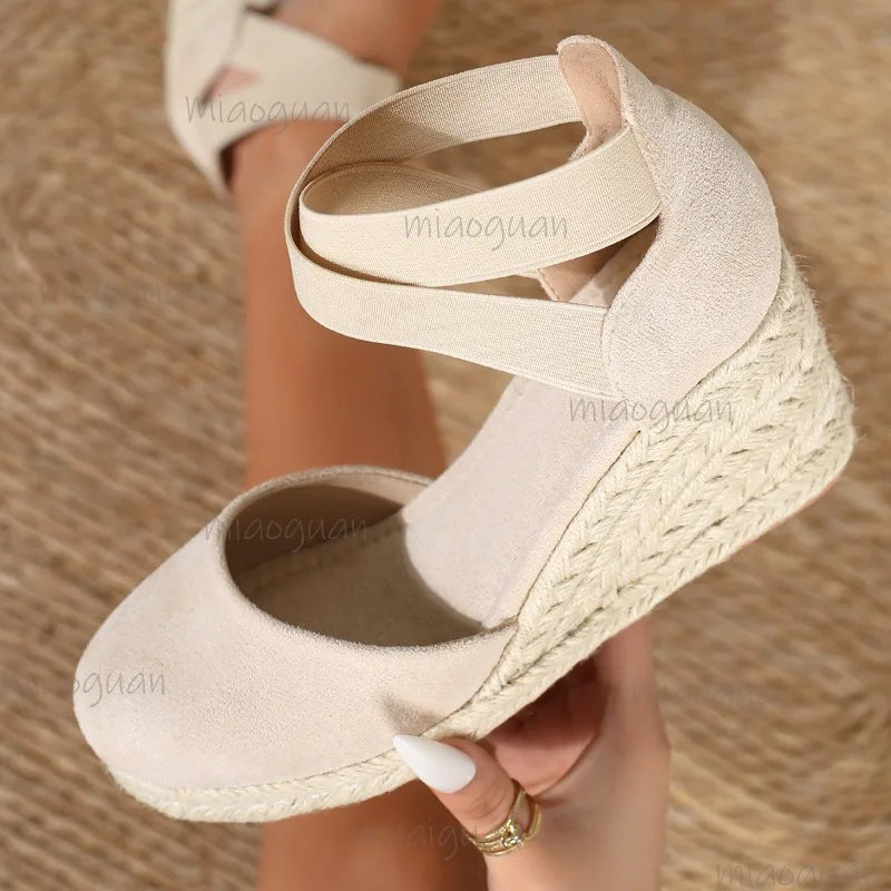 Cover Toe Women's Espadrille Wedge Sandals Ankle Strap Summer Slip-on Comfortable Platform Shoes for Ladies 2026 New Босоножки