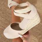 Cover Toe Women's Espadrille Wedge Sandals Ankle Strap Summer Slip-on Comfortable Platform Shoes for Ladies 2026 New Босоножки