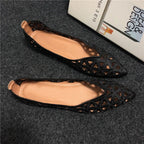 High Quality Women Flat Shoes Fashion Women Ballet Shoes Hollow Breathable Comfortable Casual Shoes Elegant Pointed Toe Sandals