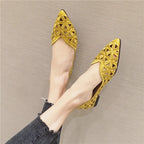 High Quality Women Flat Shoes Fashion Women Ballet Shoes Hollow Breathable Comfortable Casual Shoes Elegant Pointed Toe Sandals