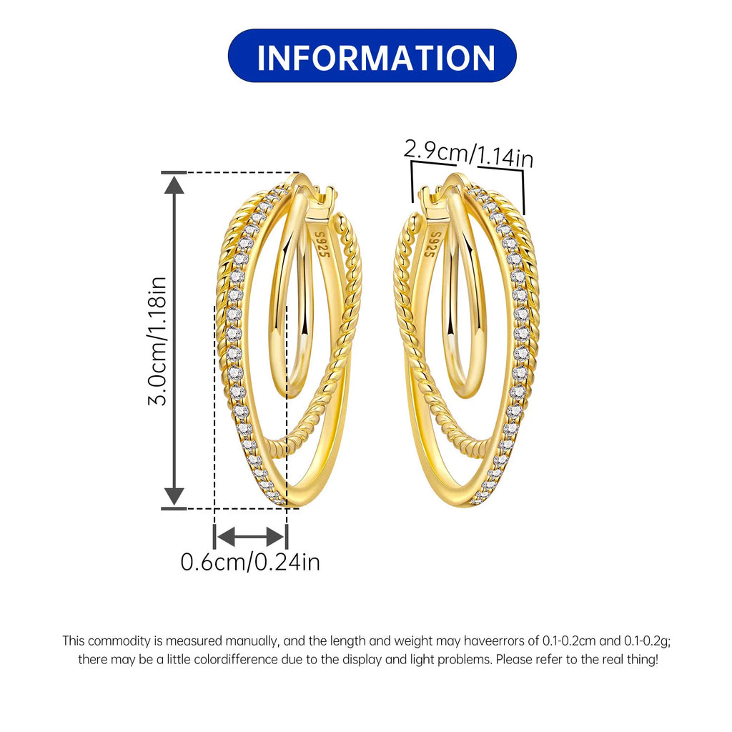 Sterling Silver 18K Gold Hoop Earrings