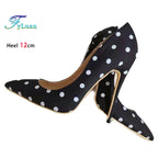 Silk Polka Dot Stiletto Pumps - Pointed Toe High Heels for Women