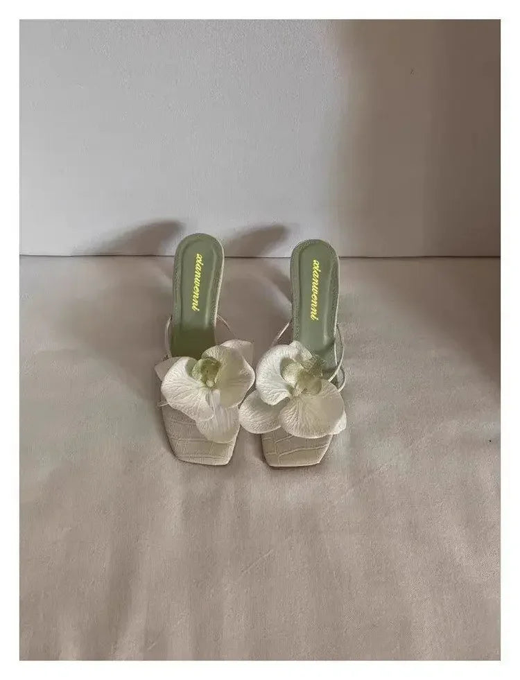 Floral Toe High Heel Sandals