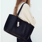 Bolso Tote Grande de Mujer | Cuero PU, Gran Capacidad | Negro y Marron