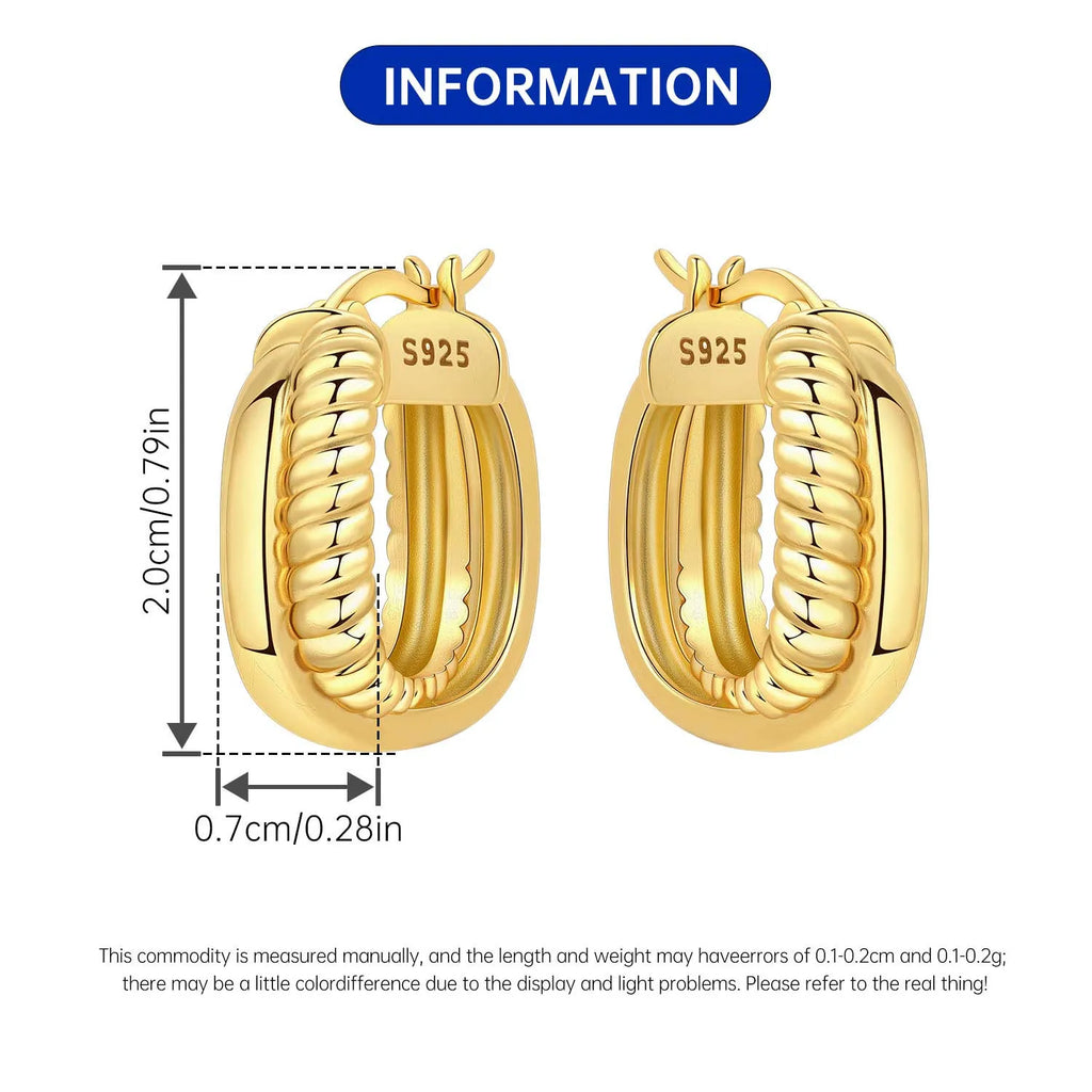 Sterling Silver 18K Gold Hoop Earrings