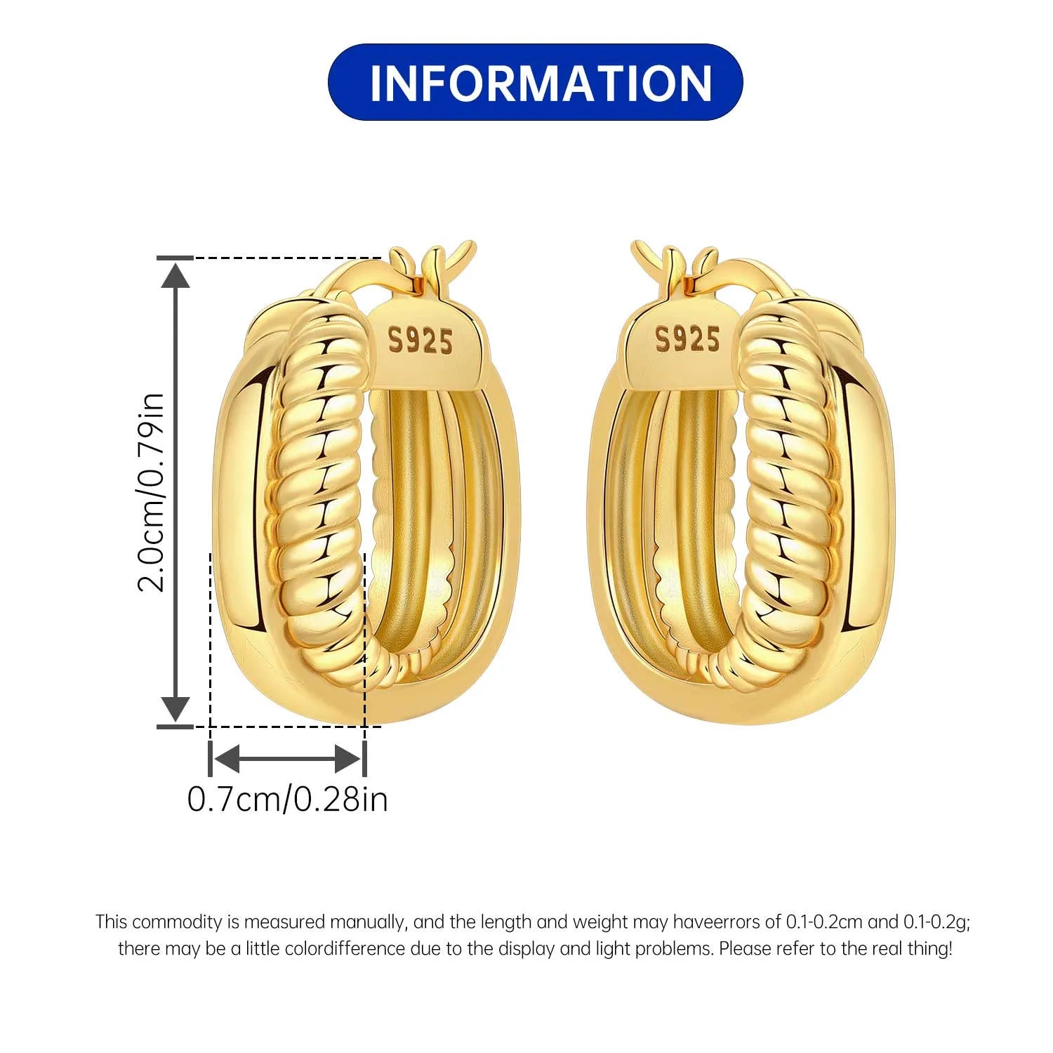 Sterling Silver 18K Gold Hoop Earrings