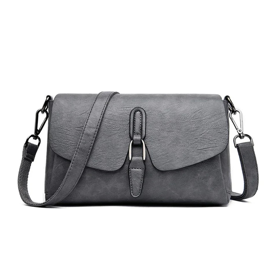 Women's 3-Layer Genuine Leather Shoulder Bag - Crossbody Messenger Purse