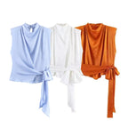 Satin Ribbon Sleeveless Top - Elegant Chic Tank Top for Women