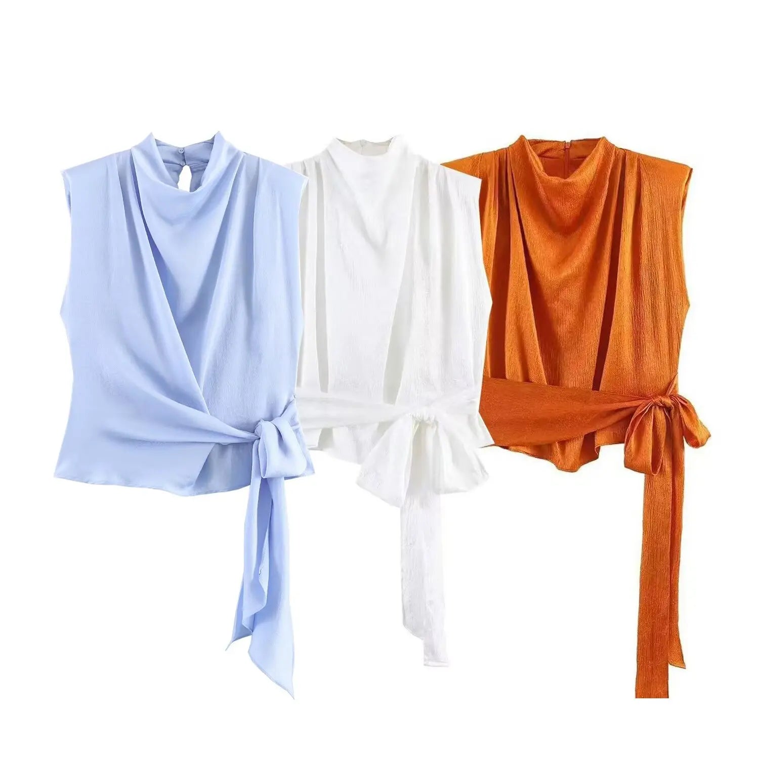 Satin Ribbon Sleeveless Top - Elegant Chic Tank Top for Women