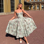 Floral Print Spaghetti Strap Midi Summer Dress