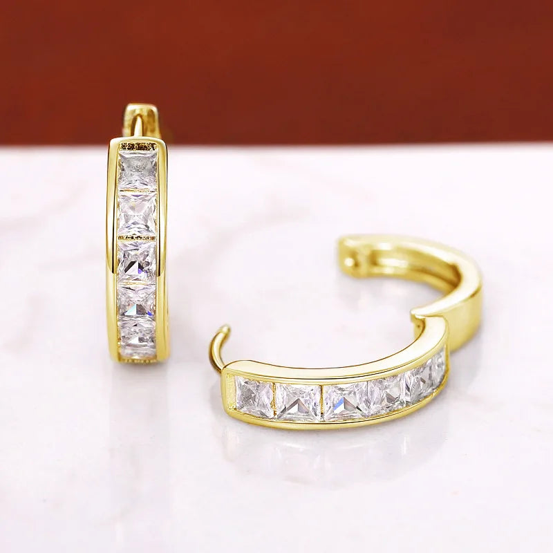 Round Hoop Earrings with Cubic Zirconia