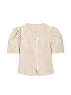 Women's Puff Sleeve Slim Jacket - Short Single-Breasted Casual Chic Coat