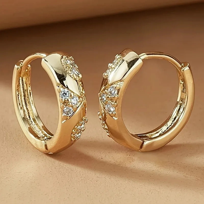 Gold Cubic Zirconia Hoop Earrings