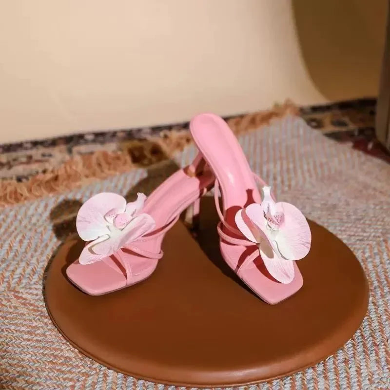 Floral Toe High Heel Sandals