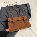 Women's Y2K Retro PU Leather Tote Bag - Casual Shoulder Handbag