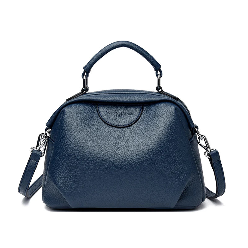 Women's Solid Color Crossbody Shoulder Bag - Rivet Detail PU Leather Commuter Purse