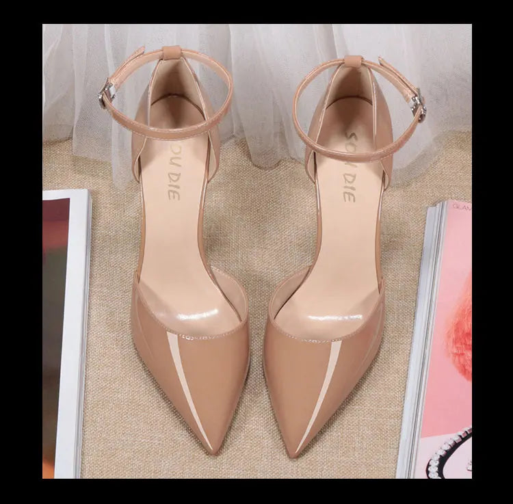 Ankle Strap Heeled Sandals - Closed Toe Stiletto for Women