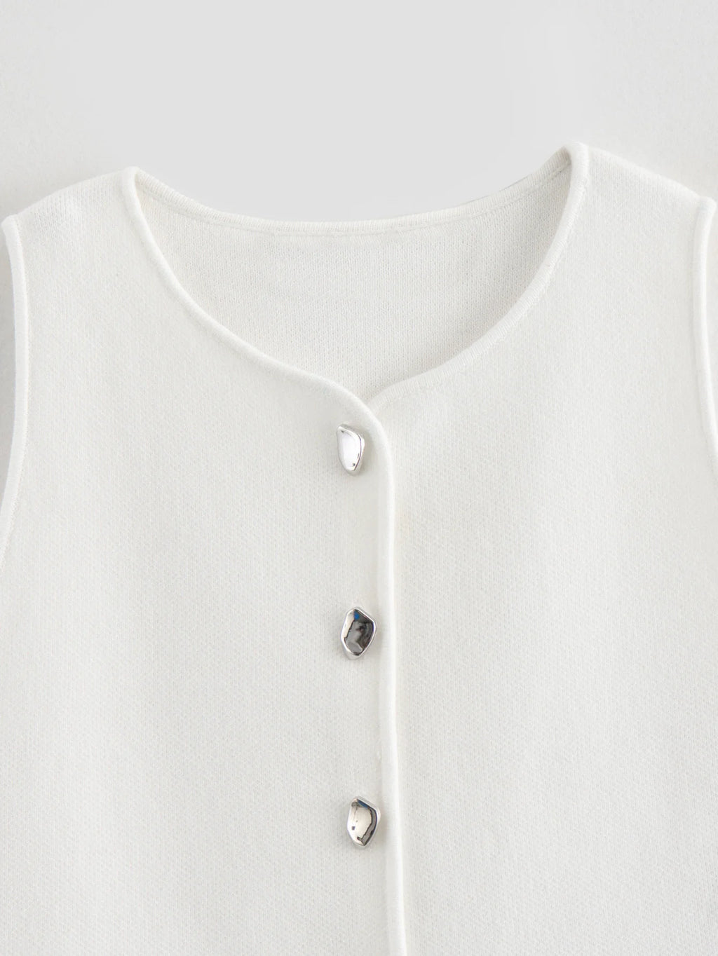 Knit Cropped Vest - Sleeveless Button Sweater Vest for Women