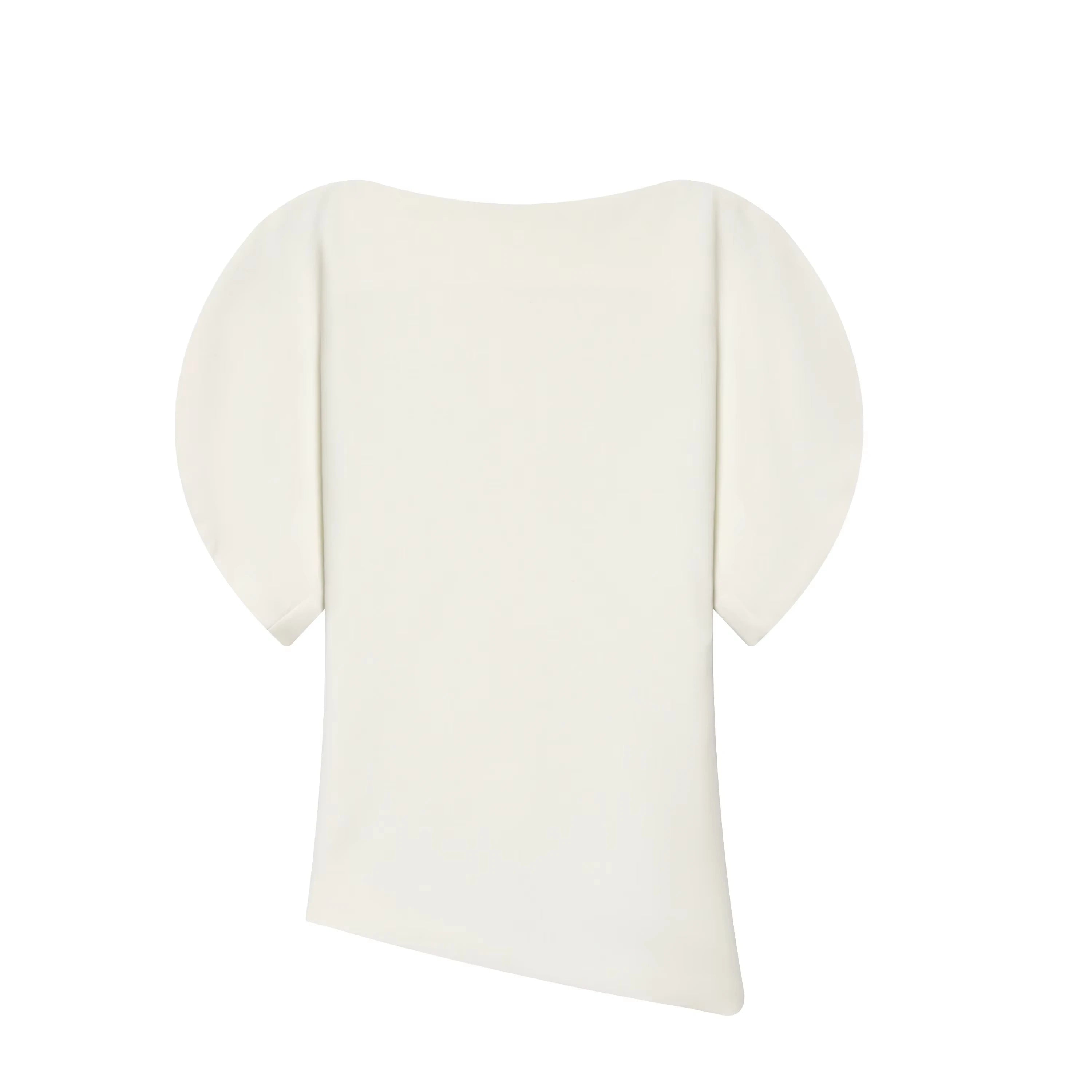 HH Women Casual Loose T-Shirts Asymmetrical Hem Blouse Short Puff Sleeve Shirt Elegant Woman Summer Party Vacation White Tops