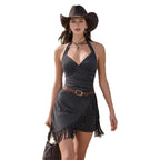Vestido Halter Estilo Western con Flecos — Primavera/Verano 2026