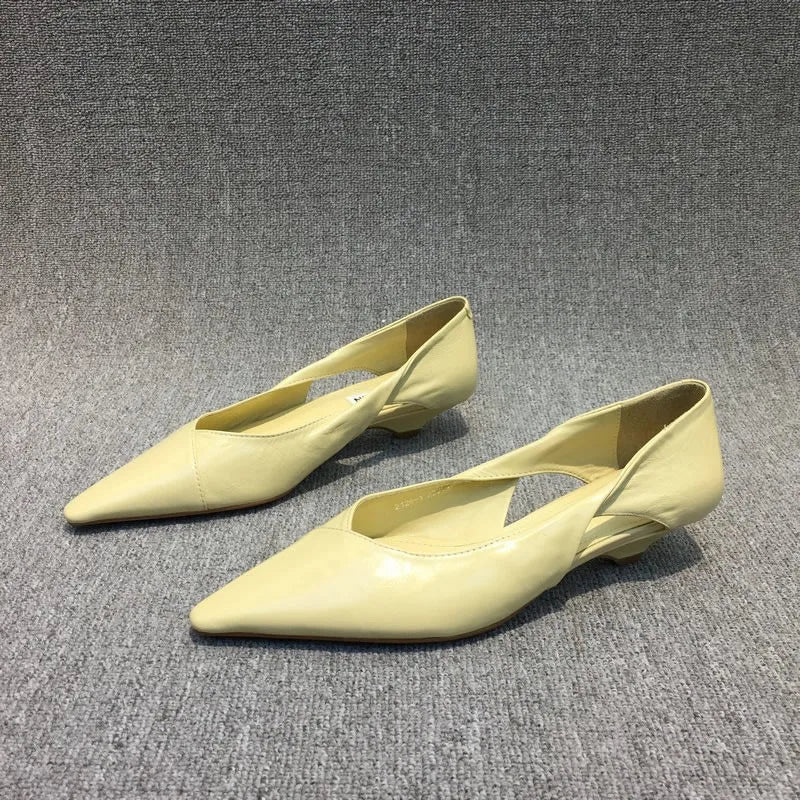 Women's Low Heel Pointed Toe Slip-On Pumps — Elegant Casual Shoes