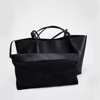 Women's Large Capacity PU Leather Tote Bag - Structured Shopper Shoulder Bag