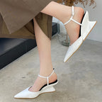Sculptural Heel Pointed Toe Pumps - Buckle Strap Fashion Heels for Women