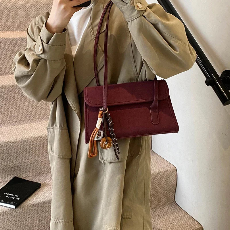Women's Y2K Retro PU Leather Tote Bag - Casual Shoulder Handbag