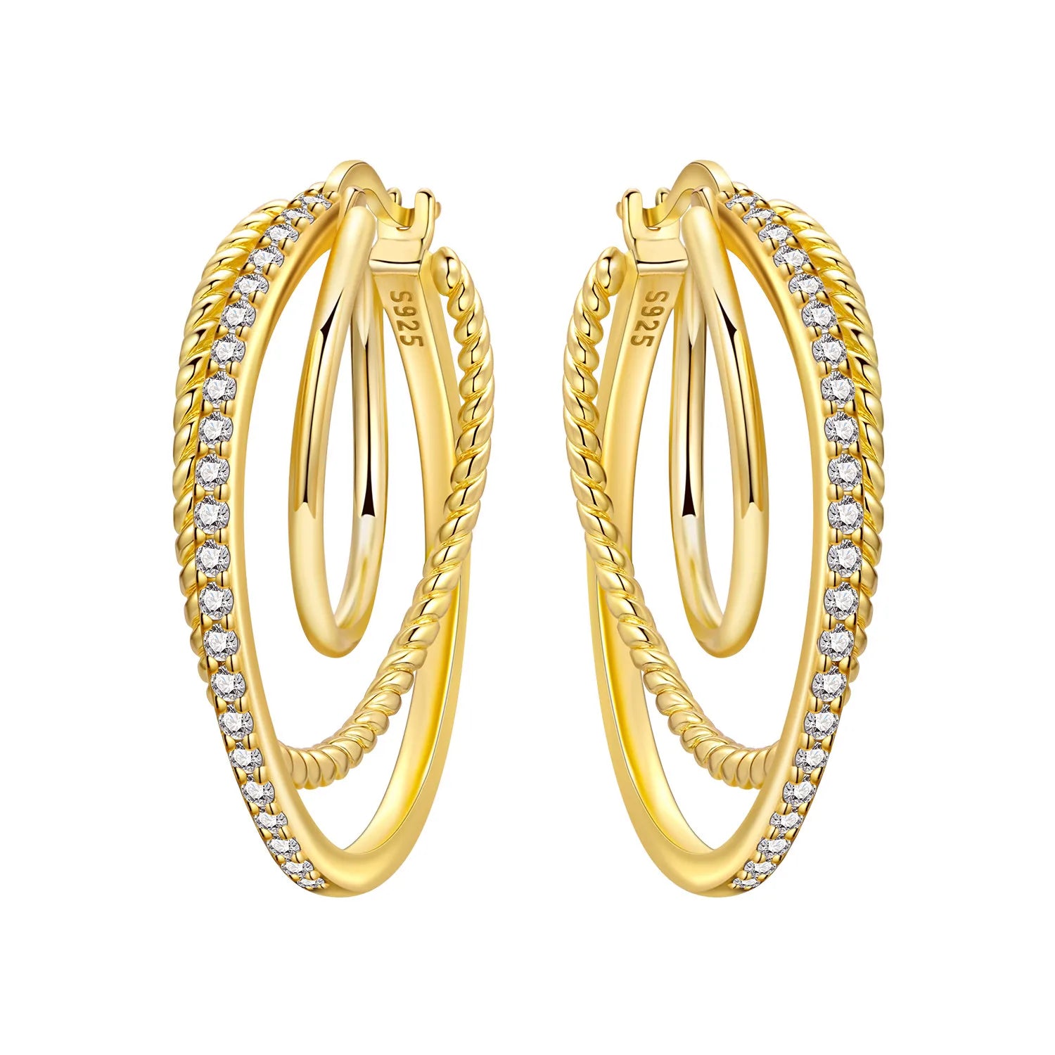 Sterling Silver 18K Gold Hoop Earrings
