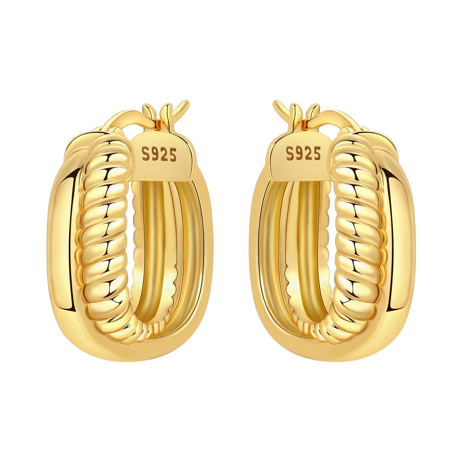 Sterling Silver 18K Gold Hoop Earrings