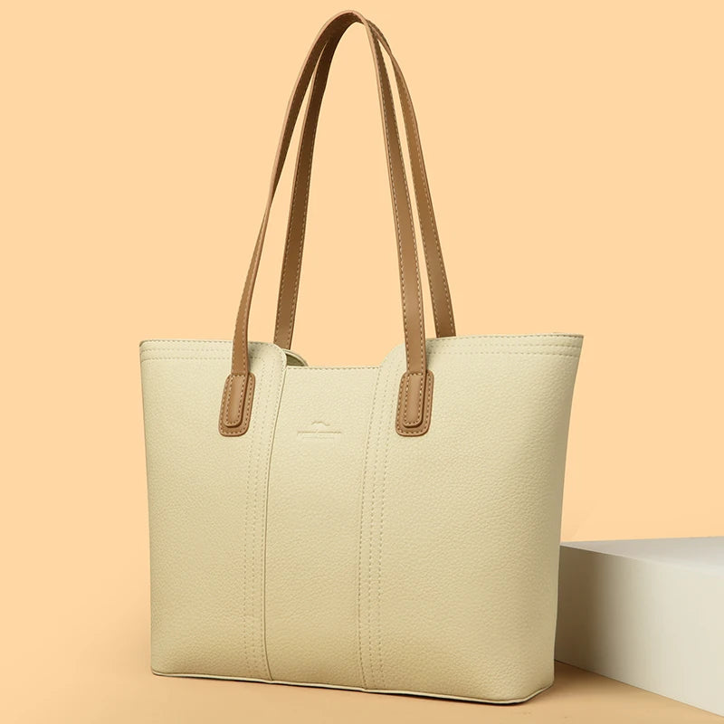 Women's Soft PU Leather Bucket Tote Bag - Large Capacity Crossbody Shoulder Purse