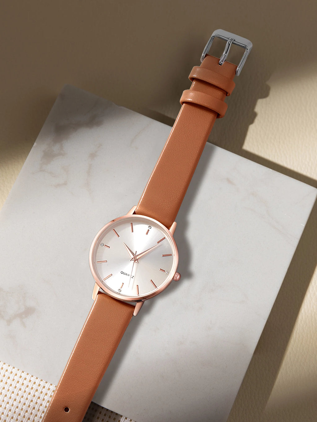 Women's Luxury Quartz Watch - Leather Band, Minimalist Dial